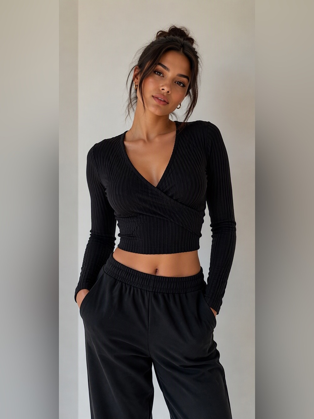 La Senza Semi Mesh and Velvet Crop Top